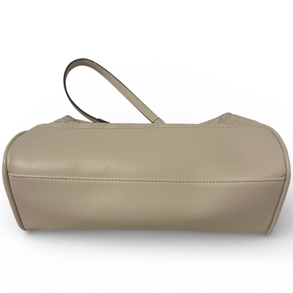 Anne Klein Cream Embossed Satchel Shoulder Bag Chain Strap — Ivory - Picture 3 of 7